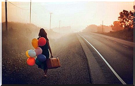 Woman with balloons