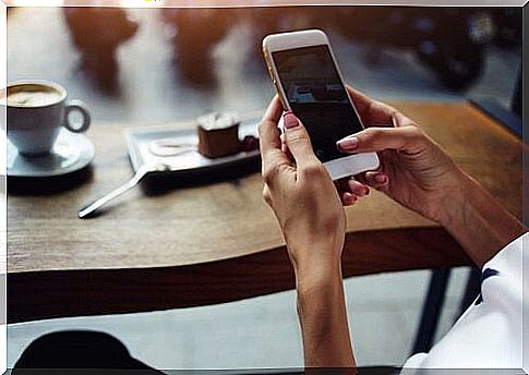 Woman using new means of communication