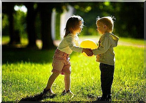 Kids playing with balloon