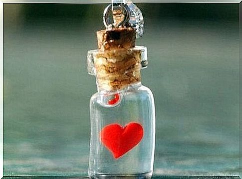 Small bottle with a heart in it because you can prevent depression with love