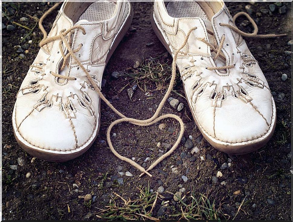 Laces in the shape of a heart