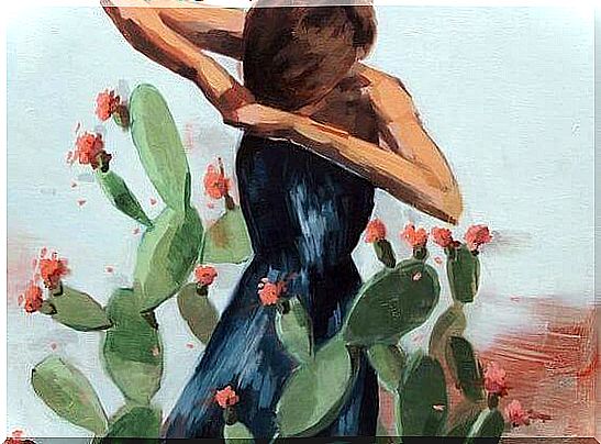 Girl Standing Among Cacti As An Example Of How We Neglect Our Emotions